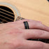 Men 8mm Black Brushed Tungsten Light Gold Guitar String Comfort-Fit Wedding Band