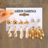 6 Pairs Golden Hoop & Stud Twist Triangle Butterfly C-Shape Earring W/Faux Pearl