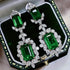 Luxury Green Dangle 18K White Gold-Plated Cubic Zirconia Bridal Earrings