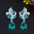 Elegant Aquamarine 14K White Gold-Plated Cubic Zirconia Women Dangle Earrings