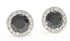 Paved Round Cut Black & White 18K White Gold Plated CZ Men & Women Stud Earrings