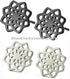 2 Pairs Titanium Steel Black Silver Lotus Mandala Flower Men Women Stud Earrings