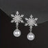 Stunning White Pearl Snowflake 18K White Gold-Plated Cubic Zirconia Earrings
