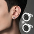 Octagon Micro Pave 14K White Gold Plated Cubic Zirconia Men's Stud Earrings
