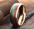 Men's 8mm Tungsten Cupid Arrow Green Malachite & Koa Wood Inlay Wedding Band