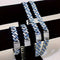 2 Pc Men Women FULLY ICED Rhombus Blue Cuban Link Chain 2Row CZ Necklace & Bracelet