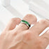 Beveled Edge Comfort-Fit Fabricated Malachite Inlay 8mm Tungsten Wedding Band