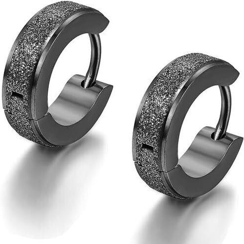 316L Surgical Steel Classic Frosted Men Women Hypoallergenic Huggie Hoop Earring