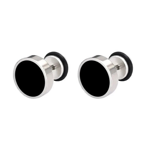 2 Pairs Of 316L Surgical Steel Punk Black & Silver Men Women Barbell Earrings