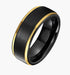 Men's 8mm Tungsten Comfort-Fit Black & 18K Gold Trim Engagement Wedding Band