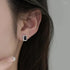 Baguette Cut 14K White Gold Plated Black Cubic Zirconia Men Women Stud Earrings