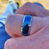 Men 8mm Tungsten Blue Glossed/Brushed Gunmetal Groove Beveled Edges Wedding Band