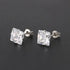 2 Pairs of 316L Surgical-Steel Black & Silver Square CZ Men Women Stud Earrings