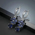 Elegant Blue Sapphire Drop 14K White Gold Plated Cubic Zirconia Women Earrings