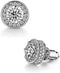 18k White Gold Plated Large CZ Center Stone Brilliant Cut Halo Stud Earrings