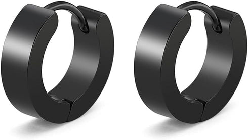 2pcs Titanium Steel Classic Hypoallergenic Men & Women Huggie Hoop Earrings
