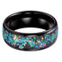 Men's 8mm Black Tungsten Celestial Galaxy Crushed Opal Comfort-Fit Wedding Band