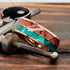 Men's 8mm Tungsten Cupid Arrow Green Malachite & Koa Wood Inlay Wedding Band