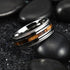 Men's 8mm Titanium Silver Zebra Wood Inlay Sawtooth Edge Engagement Wedding Band