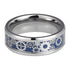 Men 8mm Tungsten Blue Carbon Fiber Steampunk Gear Inlay Comfort-Fit Wedding Ring