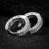 Exquisite Micro Pave 14K White Gold Plated 2 Row Iced CZ Men Women Hoop Earrings