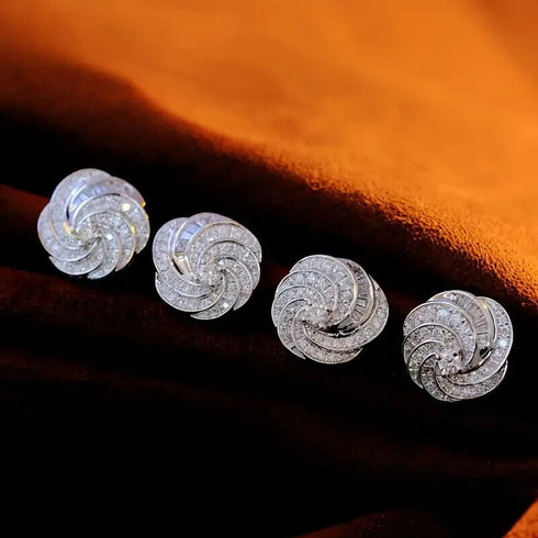 Delicate 14K White Gold-Plated Cubic Zirconia Stud Earrings for Women