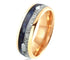 Men's 8mm Rose Gold Tungsten Blue Lapis Lazuli & Meteorite Inspired Wedding Band