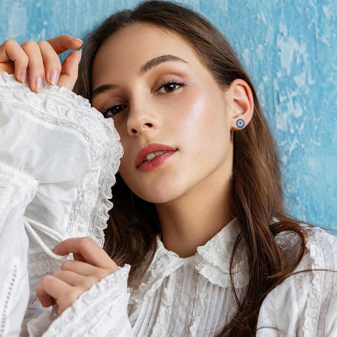 Exquisite Micro Pave 925 Sterling Silver Cubic Zirconia Statement Stud Earrings