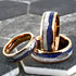 Men's 8mm Rose Gold Tungsten Blue Lapis Lazuli & Meteorite Inspired Wedding Band