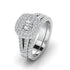 Solitaire Double Halo 14K White Gold Plated Cubic Zirconia Engagement Ring
