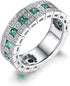 Spectacular Engagement Ring 14K White Gold Plated Green CZ Wedding Band
