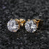 6Pairs 14K Gold Plated Cubic Zirconia 3/4/5/6/7/8mm Stud Earrings For Men Women