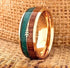 Men's 8mm Tungsten Cupid Arrow Green Malachite & Koa Wood Inlay Wedding Band