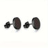 2 Pairs Titanium Steel Black Square CZ Stud & Flat Round Stud Men Women Earrings