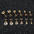 6Pairs 14K Gold Plated Cubic Zirconia 3/4/5/6/7/8mm Stud Earrings For Men Women