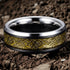 Men's 8mm Beveled Edge Comfort-Fit Yellow Celtic Dragon Tungsten Wedding Band