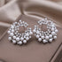 Stunning White Pearl Round 18K White Gold-Plated Cubic Zirconia Women Earrings