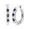 14K White Gold Plated Blue Round Cut Cubic Zirconia Men Women Hoop Earrings