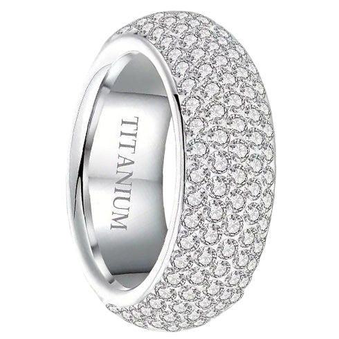Exquisite Pave Titanium Multi Row Shiny Cubic Zirconia Men & Women Ring