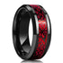 Men's 8mm Tungsten Beveled Edges Red Celtic Dragon Comfort-Fit Wedding Band Ring