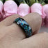 Men's 8mm Black Tungsten Celestial Galaxy Crushed Opal Comfort-Fit Wedding Band