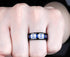 Men 8mm Titanium Black/Blue Laser Skull Carbon Fiber/Matte Black CZ Wedding Band