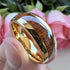 Men's 8mm Tungsten Yellow Gold Hawaii Koa Wood Comfort-Fit Polished Wedding Band