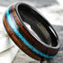 Men's 8mm Tungsten Carbide Crushed Turquoise Koa Wood Comfort-Fit Wedding Band