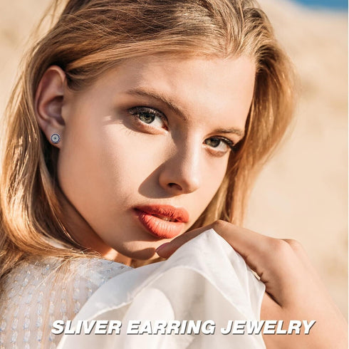 Exquisite Micro Pave 925 Sterling Silver Cubic Zirconia Statement Stud Earrings