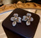 Elegant Round Cut Floral Stud 14K Gold-Plated Cubic Zirconia Women Earrings