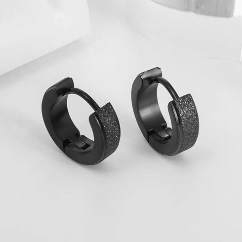 316L Surgical Steel Classic Frosted Men Women Hypoallergenic Huggie Hoop Earring
