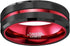 Men's 8mm Tungsten Brushed Black W/Red Grooved Center Comfort Fit Wedding Band