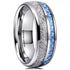 Men's 8mm Tungsten Blue Meteorite Inspired Inlay Comfort-Fit Wedding Band