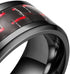 Men's 8mm Tungsten Ring Red Black Carbon Fiber Inlay Comfort-Fit Wedding Band